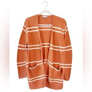 Madewell Summer Ryder Cardigan Sweater Orange Striped Size Small